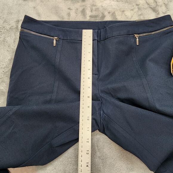 NEW Alfani Pants Womens 14 PETITE Blue Pull On Slim Leg Front Seam Zip Pockets - Picture 10 of 13